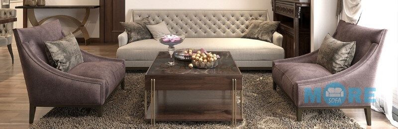 Thiết kế, sản xuất sofa tân cổ điển MS-023 khung gỗ tự nhiên, bọc nỉ cao cấp nhập khẩu rút múi tạo điểm nhấn cho phòng khách chung cư, biệt thự